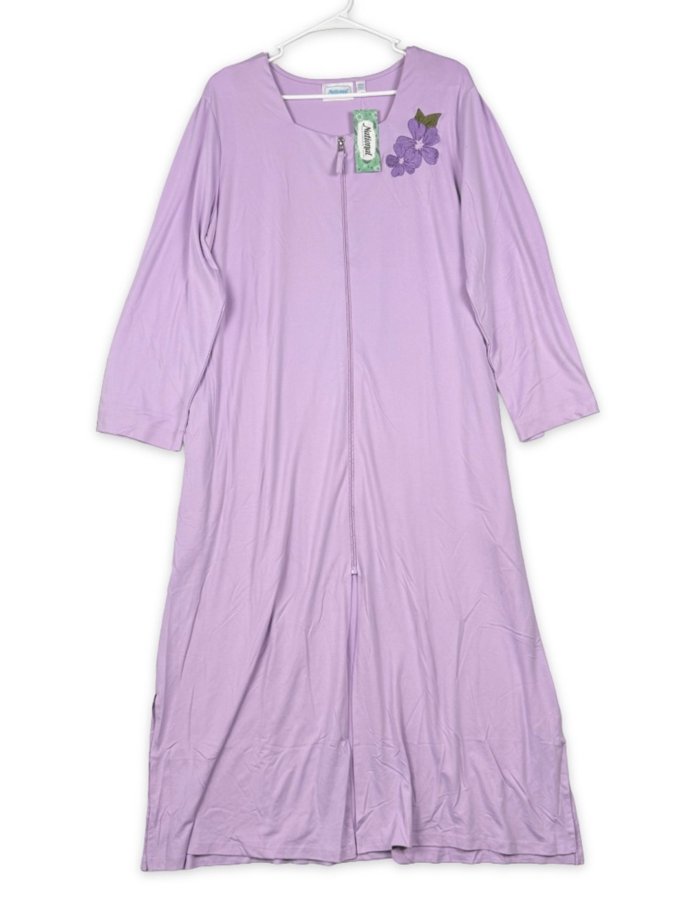 National Nightgown Robe Womens PM Petite Medium Purple Full Zip Pockets NWT